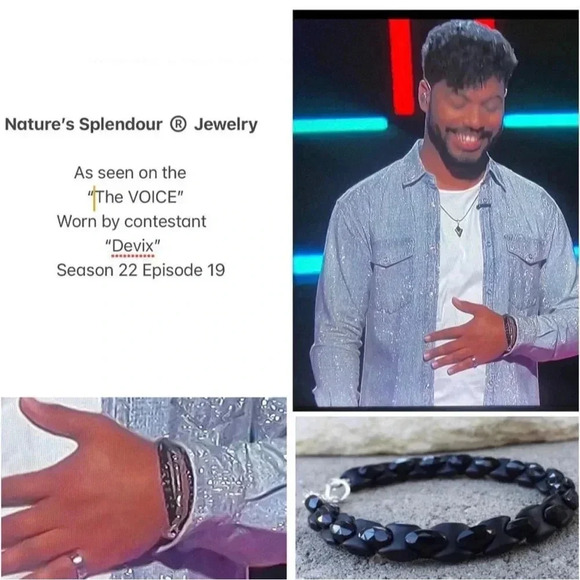 Mens Jewelry,Black Agate,Chain Link Bracelet,Black Bracelet, Mens Bracelet - Picture 1 of 2